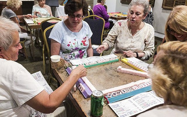 Members of Beth El’s sisterhood join together for mah jongg.				Photo by Toby Tabachnick