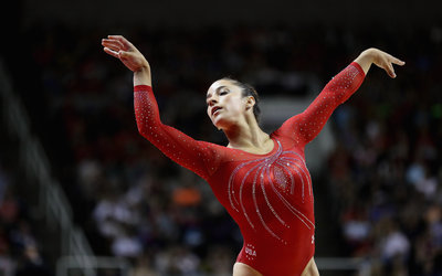 Aly Raisman competes in the floor exercise at the 2016 U.S. Women’s Gymnastics Olympic Trials in San Jose, Calif., in July. 
Photo by Ezra Shaw/Getty Images