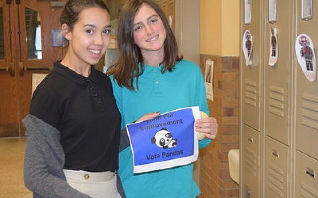 Community Day School eighth-graders prepare for their mock elections.	Photo courtesy of Community Day School.