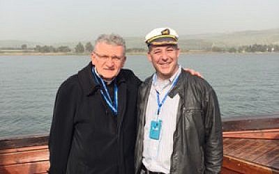Bishop David Zubik (left) and Rabbi Aaron Bisno on the Sea of Galilee 
(​Photo provided by Rabbi Aaron Bisno​)