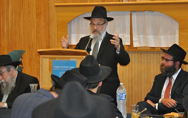 Rabbi Yisroel Rosenfeld, regional director of Chabad of Western PA, offers some thoughts from the podium. 	


Photos by Adam Reinherz