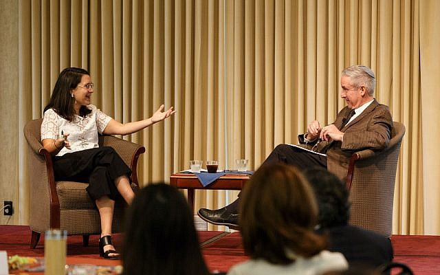 Current events were a topic of discussion when Bari Weiss, an opinion editor at The New York Times, shared the stage with Foundation Scholar Rabbi Danny Schiff at the Jewish Federation of Greater Pittsburgh’s Community Foundation fall event. (Photo by David Bachman)