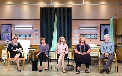 The Jewish Healthcare Foundation, a supporter of City Theatre, sponsored a talkback following the show. From left: JHF’s Nancy Zionts, Dr. Yael Schenker, Dr. Sarah Taylor and cast members Kendra McLaughlin and Tim McGeever.




Photo by Toby Tabachnick