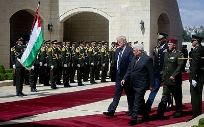 President Donald Trump and Palestinian Authority President Mahmoud Abbas in the West Bank city of Bethlehem in May	



Photo by Flash90