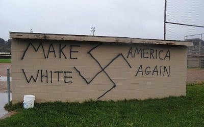 Nazi-themed graffiti was found in the town of Wellsville, N.Y., the same day Donald Trump won the presidential election, Nov. 9, 2016. (Photo from Twitter)
