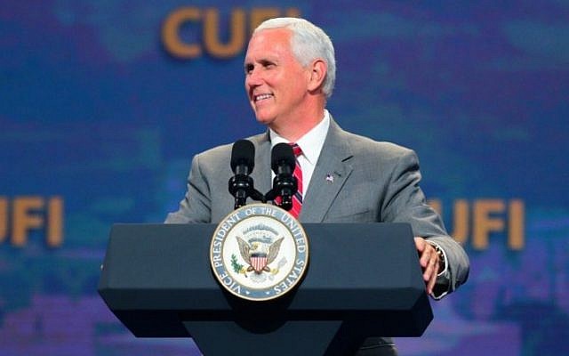 Vice President Mike Pence speaks July 7 2017 at the Christians United for Israel conference in Washington DC. (Photo courtesy of CUFI)