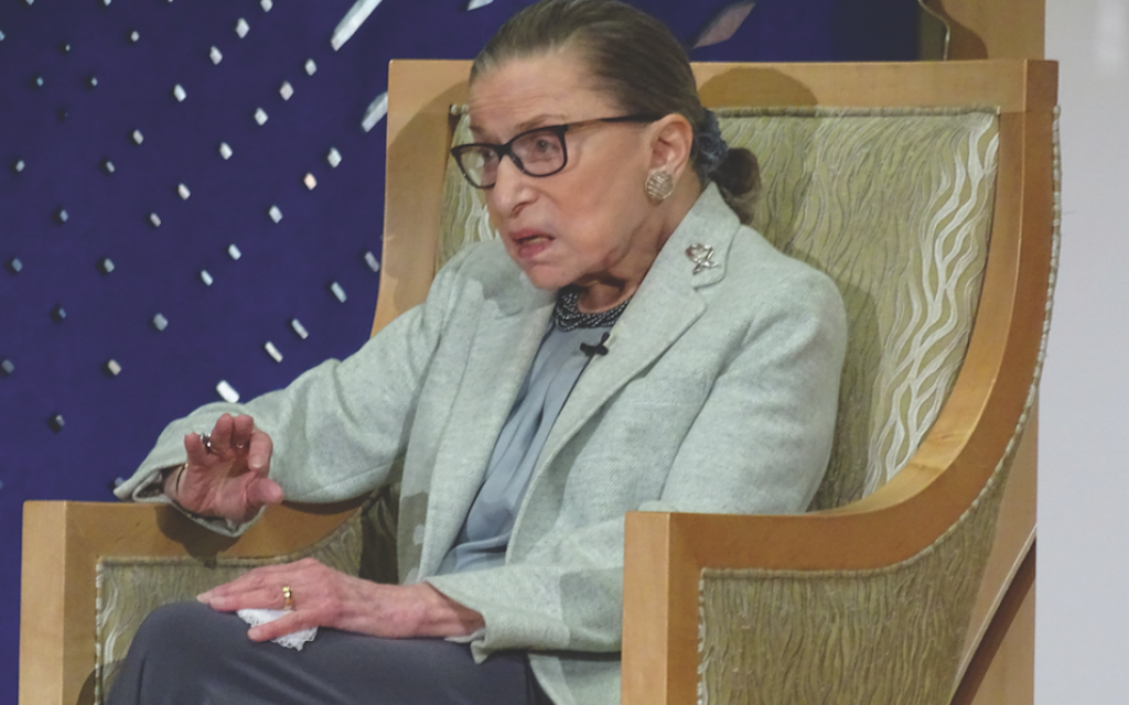 Supreme Court Justice Ruth Bader Ginsburg addresses an audience of 1,400 at Adas Israel Congregation in Washington, D.C. (Photo by Dan Schere) Supreme Court Justice Ruth Bader Ginsburg addresses an audience of 1,400 at Adas Israel Congregation in Washington, D.C. (Photo by Dan Schere)