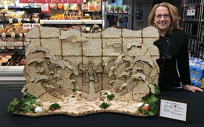 Food artist Nancy Baker was one of three commisioned to create matzah scenes in celebration of Passover at six Giant Eagle stores. (Photo courtesy of Dick Roberts)