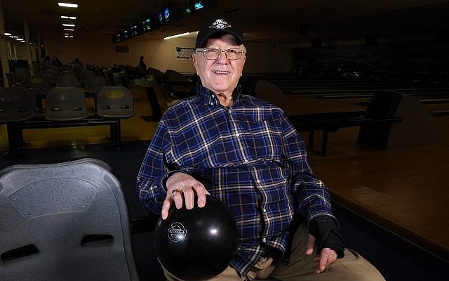 Saul Kaufman celebrated his 100th birthday at North Versailles Bowling Center two weeks ago. (Photo by Adam Reinherz)