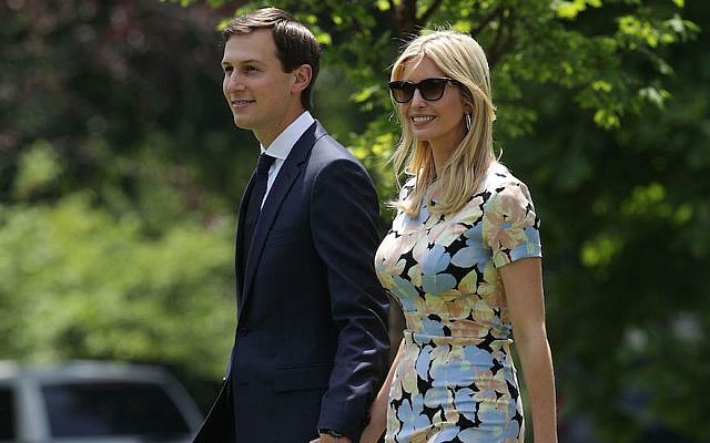 Jared Kushner and Ivanka Trump on the South Lawn prior to their departure from the White House, May 19, 2017. (Photo by Alex Wong/Getty Images)
