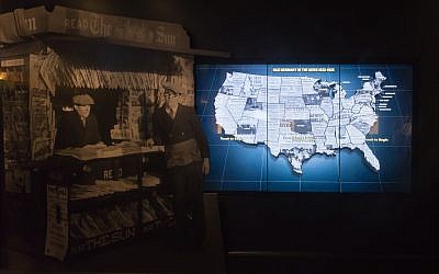 A portion of the exhibit "Americans and the Holocaust," which shows how the Depression, isolationism, xenophobia, racism, and antisemitism shaped responses to Nazism and the Holocaust.  (Photo courtesy of the U.S. Holocaust Memorial Museum)
