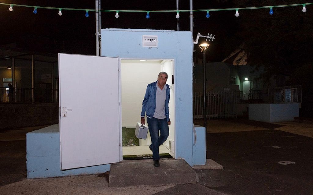 A man seen at the entrance to a bomb shelter that was open in the Golan Heights, in northern Israel, May 8, 2018. (Photo by Basel Awidat/Flash90)