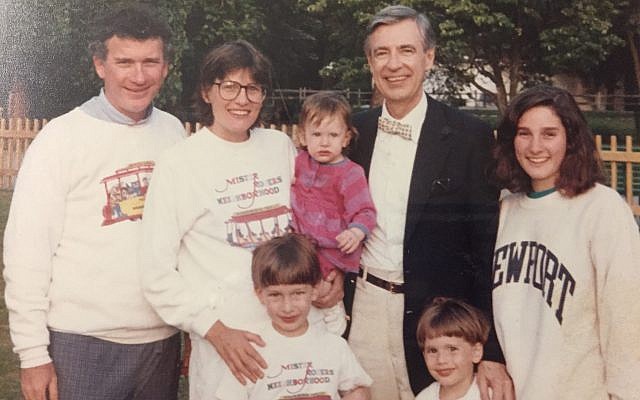 Cathy Cohen Droz and her family pose for a photo with Fred Rogers in 1991. (Photo courtesy of Cathy Cohen Droz)