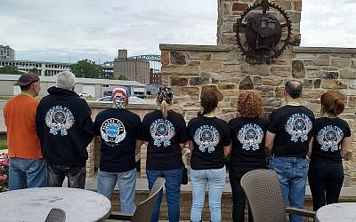 The Mazel Tuff Biker Club members in their club jackets and shirts. (Photo courtesy of Sally Levenson)