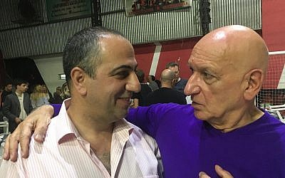 Avner Avraham (left) is joined by Sir Ben Kingsley, who played Nazi Adolf Eichmann in the 2018 film "Operation Finale." Photos courtesy of Avner Avraham