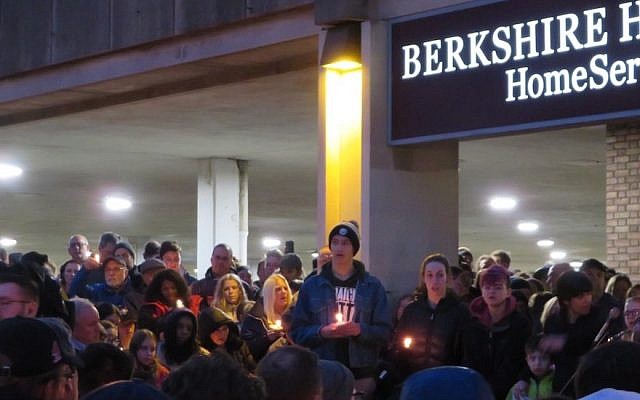 A havdalah vigil organized by high school students after the shooting drew thousands of people, Oct. 27, 2018. (Photo by Ron Kampeas/JTA)