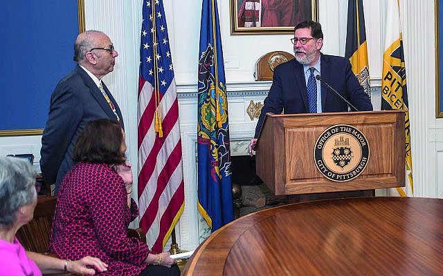 From left: Frank Toker (left) and Mayor William Peduto. (Photo by Chad Finer)
