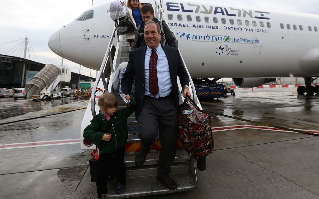 Rabbi Yechiel Eckstein arrives in Israel with the first group of immigrants brought by the International Fellowship of Christians and Jews in 2014.


(Photo courtesy of International Fellowship of Christians and Jews)