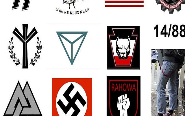 A sampling of symbols used by hate groups 
         Photo provided by FBI