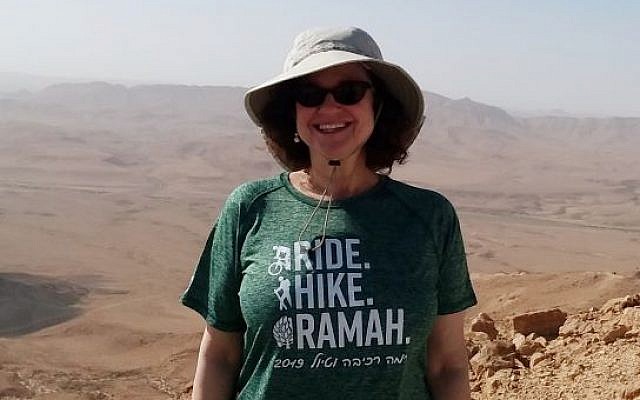 Lorraine Mackler was one of nearly 40 hikers who traversed the Negev in order to raise money for Camp Ramah's Tikvah Program. Photo courtesy of Lorraine Mackler