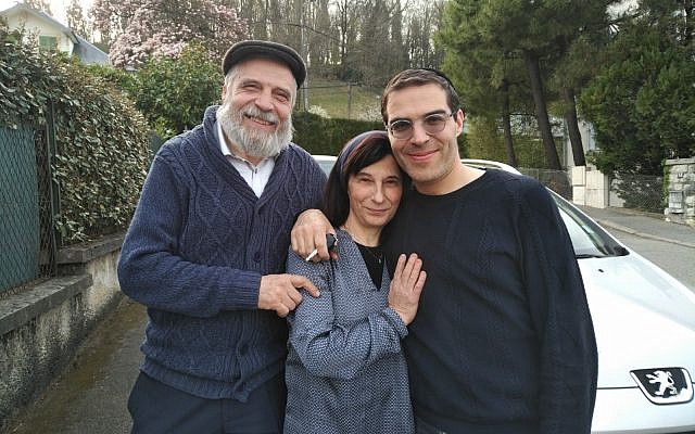 Abraham Azagury (right) stands beside his parents Rabbi Salomon and Corrine Azagury shortly before leaving Aix-les-Bains. Photo by Adam Reinherz