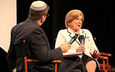 Following her conversation with Rabbi Ron Symons, NPR correspondent Nina Totenberg reflected on past reporting and addressed her personal connection to a particular story. Photo courtesy of Jewish Community Center of Greater Pittsburgh