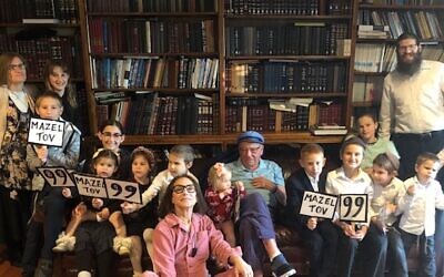 Jason Shapiro celebrating his 99th birthday surrounded by friends and family. Photo provided by Gerrie Shapiro.