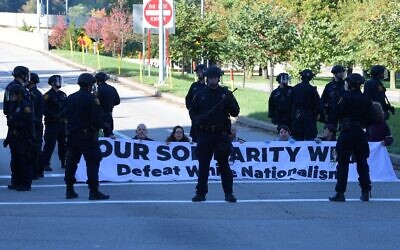 Members of Bend the Arc at a protest against white supremacy in 2019. (Photo by Caiolinn Ertel.