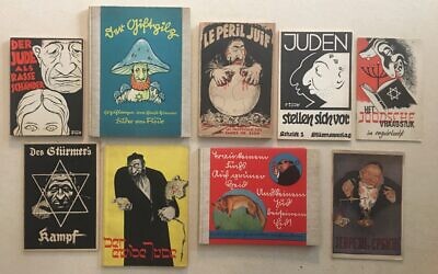 Assortment of Holocaust-era anti-Semitic propaganda. Photo by Howard Cohen.