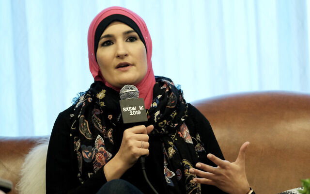 Republicans seized on the forum appearance by Linda Sarsour, shown in 2019, with party officials posting a few seconds on social media. (JTA/Rita Quinn/Getty Images for SXSW)