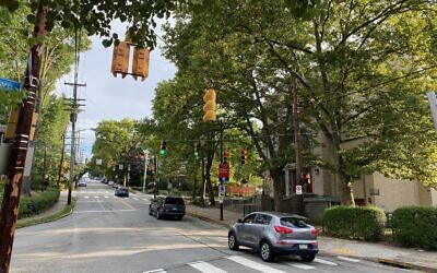 The intersection at Shady, Phillips and Tilbury avenues in Squirrel Hill (Photo by Jim Busis)