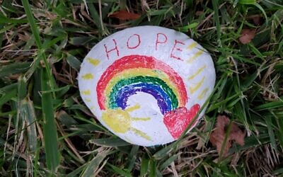 Rock left outside the Tree of Life building on Oct. 27, 2020 (Photo by Adam Reinherz)
