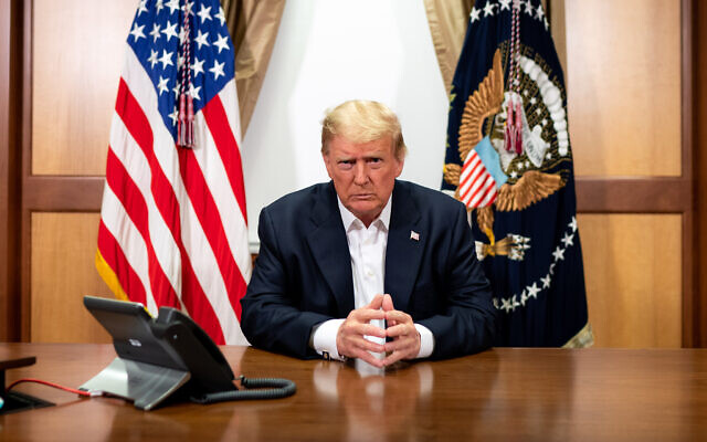 President Donald J. Trump in his conference room at Walter Reed National Military Medical Center (Official White House Photo by Tia Dufour)