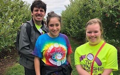 Jeremy Elias, left, Sarah Berlin and Imogen Snowdon enjoy a Friendship Circle Pittsburgh program. Photo courtesy of Friendship Circle Pittsburgh