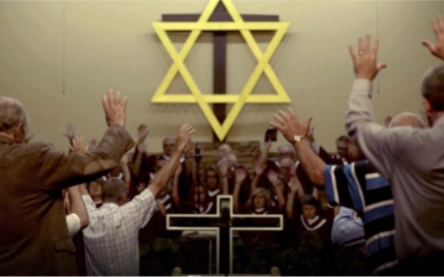 An evangelical congregation prays in “‘Til Kingdom Come.” (Photo by Abraham Troen) An evangelical congregation prays in “‘Til Kingdom Come.” (Photo by Abraham Troen)
