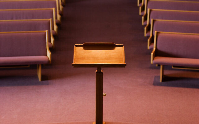 A view of a pulpit. Nearly 90 future rabbis have said that the American Jewish community needs to hold Israel accountable for its misconduct. (Getty Images via JTA) A view of a pulpit. Nearly 90 future rabbis have said that the American Jewish community needs to hold Israel accountable for its misconduct. (Getty Images via JTA)