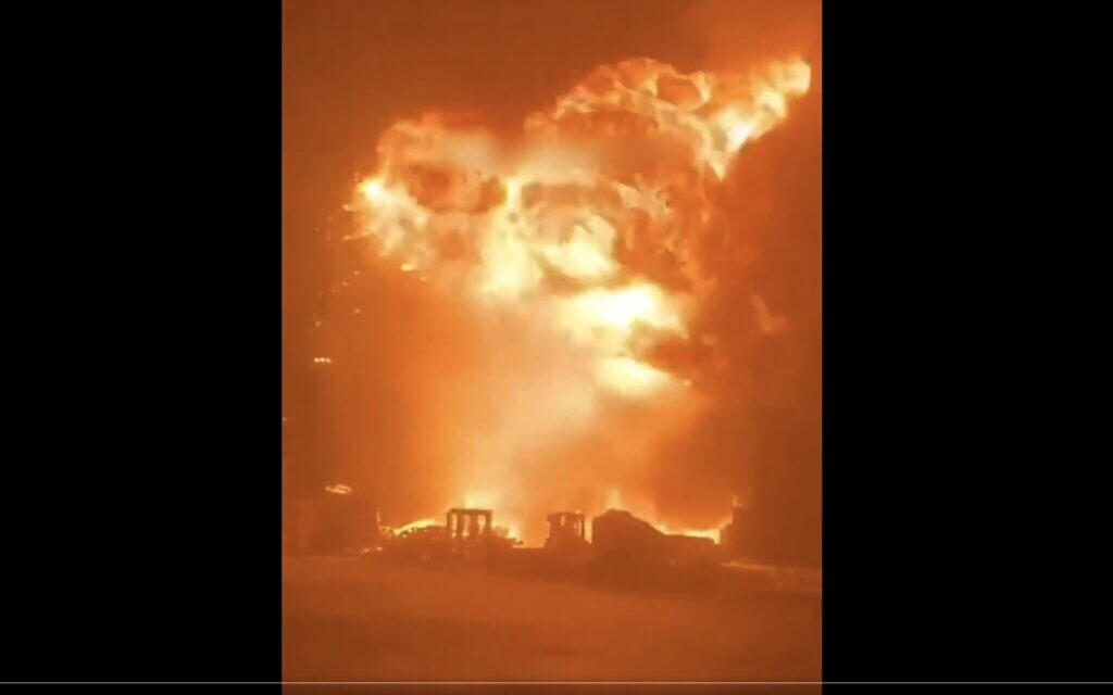 A Hamas rocket hits the city of Ashdod on May 14, 2021. (Screenshot)