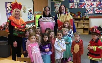 Teachers and children at Rodef Shalom's Family Center Preschool prior to the pandemic (Photo by Mimsie Leyton)