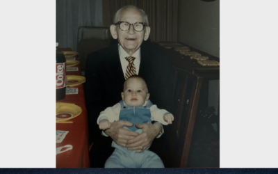 Joseph Rosenbloom (aka, The Little Tailor) and his great-grandson Brandon Blumenfeld (Photo courtesy of Cheryl Blumenfeld)