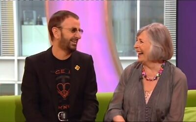 Sheila Bromberg shares a laugh with Ringo Starr on a BBC talk show in May 2011. (YouTube/Screenshot via JTA)