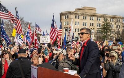 Former General Michael Flynn, former President Donald Trump’s first national security adviser, speaks during a protest of the outcome of the 2020 presidential election outside the Supreme Court in Washington, D.C., Dec. 12, 2020. (Photo by Tasos Katopodis/Getty Images)