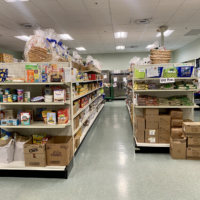 Squirrel Hill Food Pantry shelves. Photo provided by Allie Reefer.
