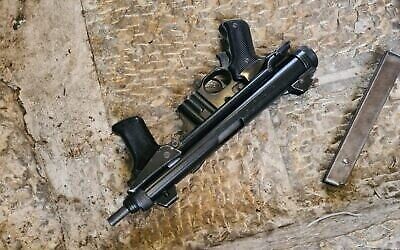 A police photo shows a machine gun from a shooting attack in Jerusalem’s Old City on Nov. 21, 2021. (Israel Police)
