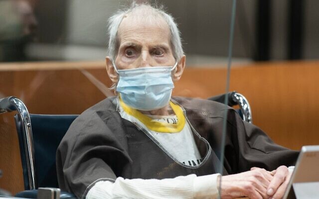 Robert Durst appears in court to hear his life sentence for murder, at the Airport Courthouse in Los Angeles, Oct. 14, 2021 .(Myung J. Chun / Los Angeles Times/Pool Photo)