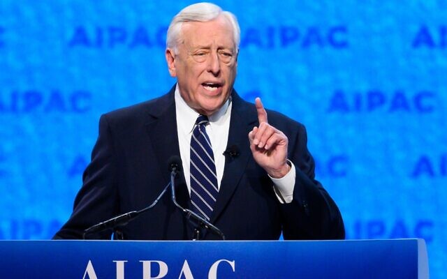Rep. Steny Hoyer seen speaking during the American Israel Public Affairs Committee (AIPAC) Policy Conference in Washington, DC, March 24, 2019. (Michael Brochstein/SOPA Images/LightRocket via Getty Images)