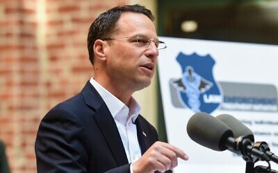Pennsylvania Attorney General Josh Shapiro speaks at a press conference at the Council on Chemical Abuse RISE Center in Reading, Penn., April 13, 2021. (Ben Hasty/MediaNews Group/Reading Eagle via Getty Images)