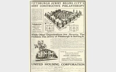 A full-page advertisement in the Jewish Criterion from April 1, 1921, announcing a proposed housing development in the Hill District. 
(Image courtesy of Pittsburgh Jewish Newspaper Project)