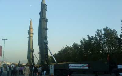 Ballistic missiles at Tehran exhibition 2012. (Vahid alpha at English Wikipedia, CC BY-SA 3.0 via Wikimedia Commons)