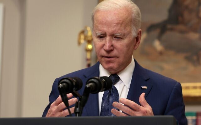 President Joe Biden pauses while delivering remarks on the mass shooting at a Texas elementary school, in the Roosevelt Room of the White House, May 24, 2022. (Anna Moneymaker/Getty Images)