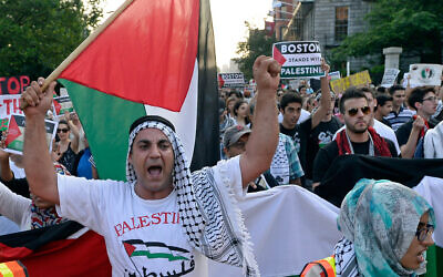 Pro-Palestinian demonstrators protest in Boston, July 22, 2014. (Christopher Evans/MediaNews Group/Boston Herald via Getty Images)